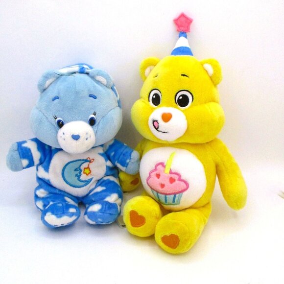 Care Bear Set of 2 Yellow Cupcake Blue Cloud Plush Teddy Bears 2015 -21 - Picture 1 of 4
